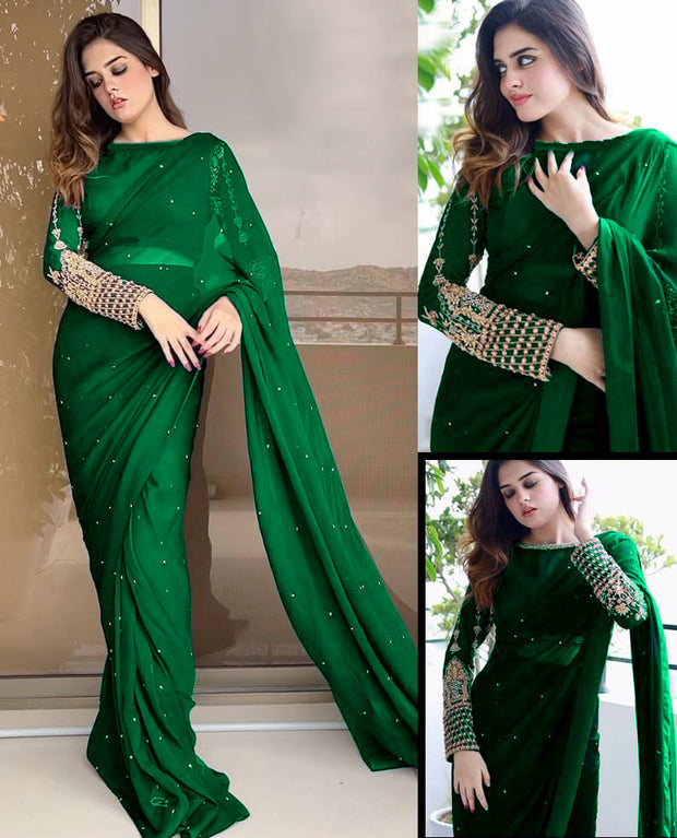 Embroidery Stitched Saree