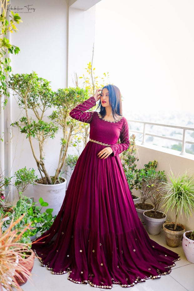 Heavy Flare Mirror Work Maxi 2PC