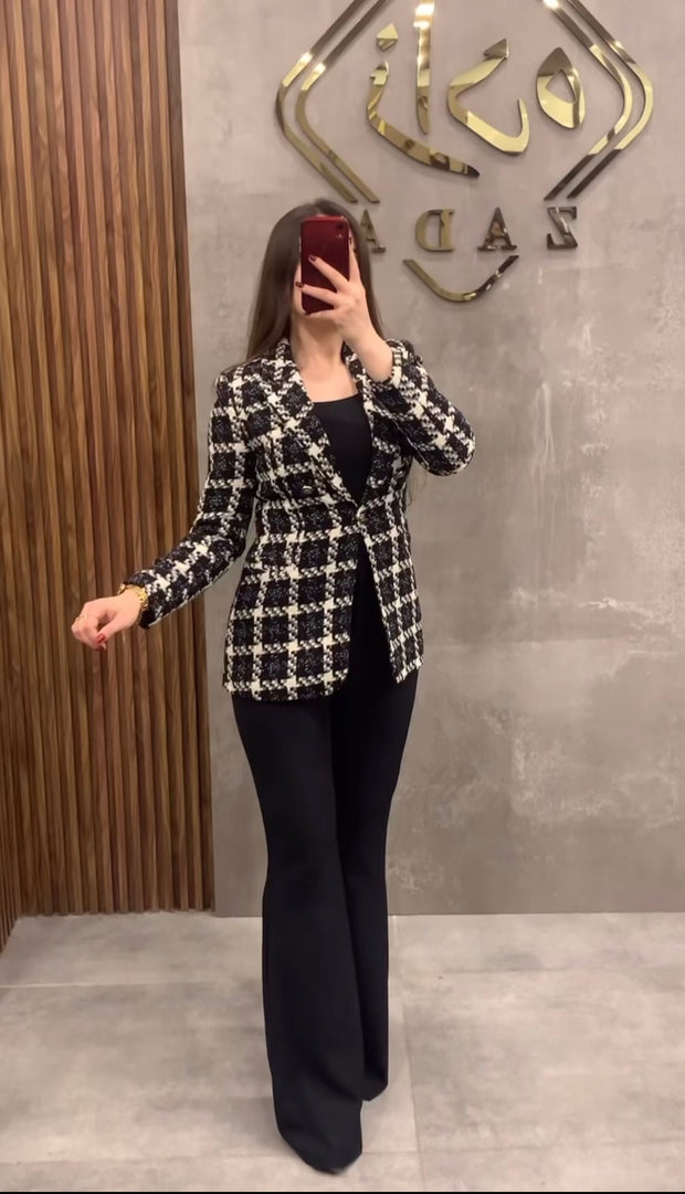 Check Coat 3 Pc Dress