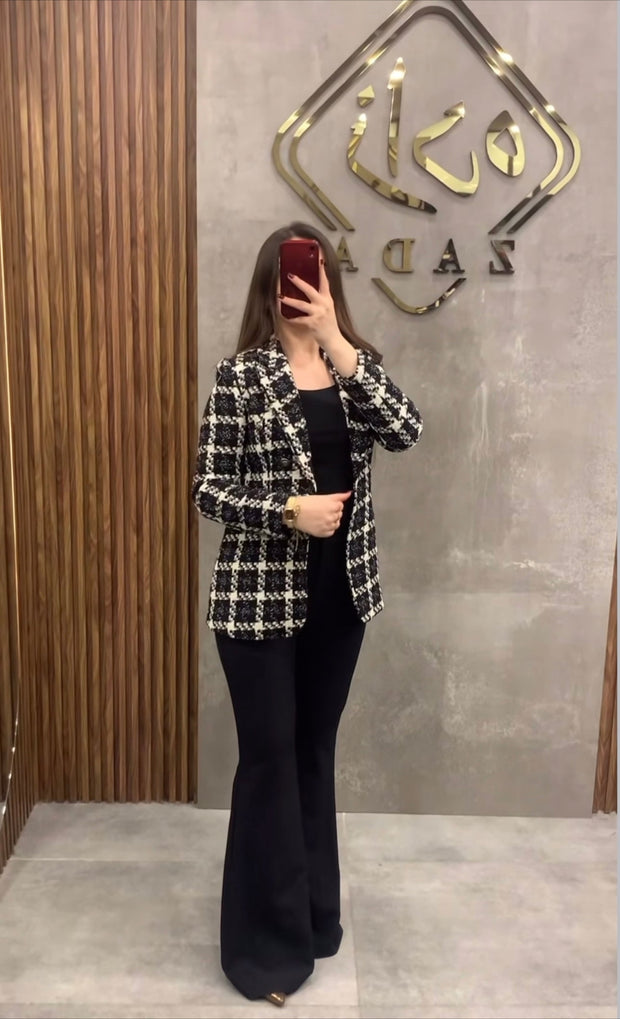 Check Coat 3 Pc Dress