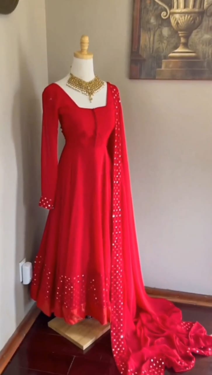 Front And Back Work Long Flare Maxi With dupatta 3pcs