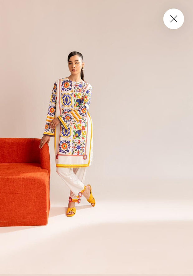 Digital Swiss Fabric 2-Piece Dress