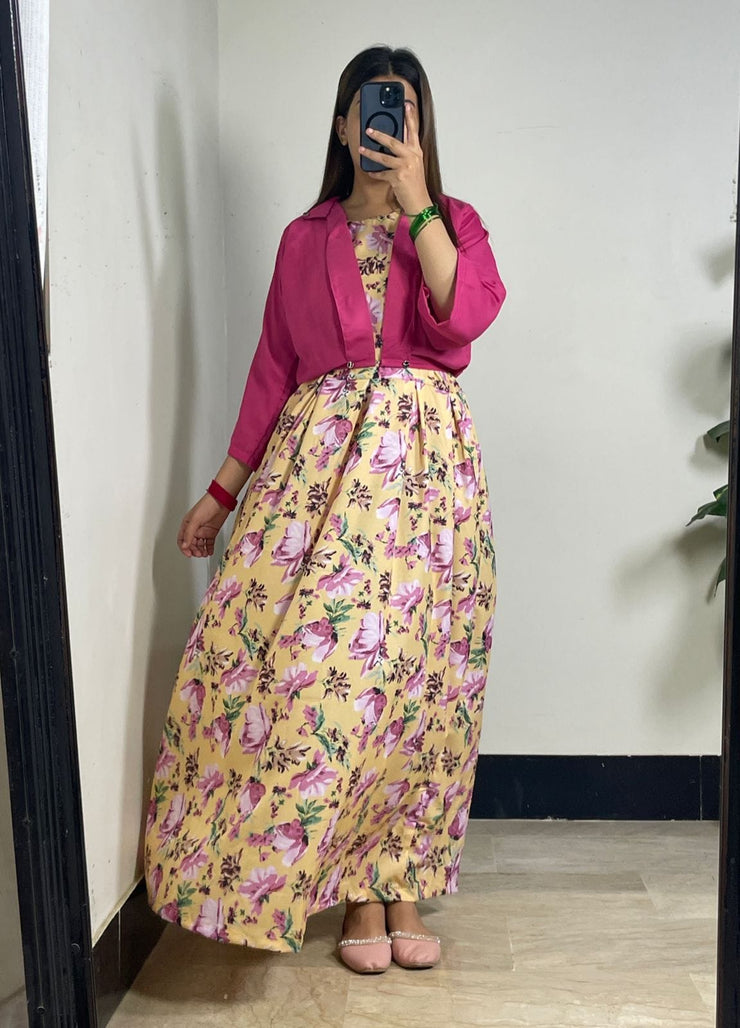 Koti Style 2 Piece Frock With Solid Koti