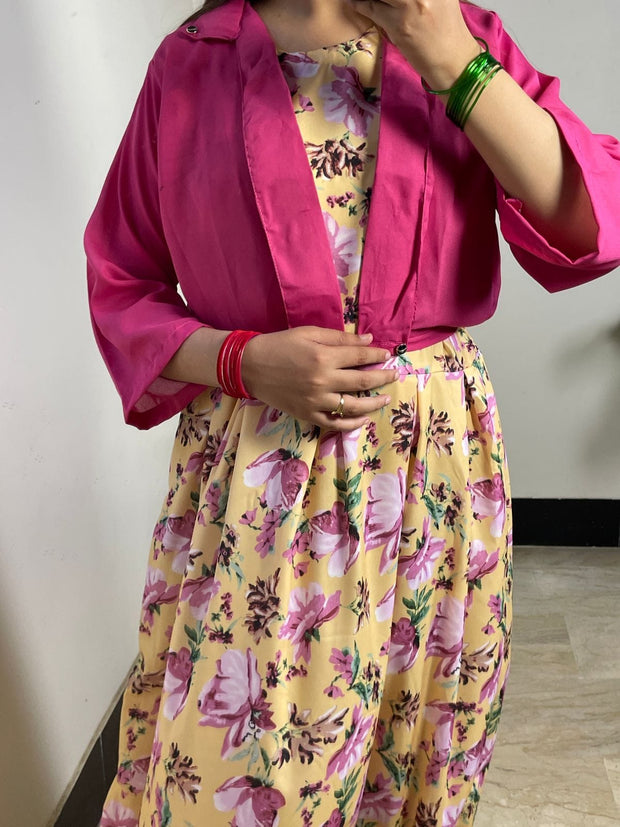 Koti Style 2 Piece Frock With Solid Koti