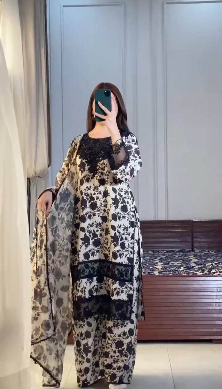 3Pcs FRONT AND BACK DIGITAL PRINTED SHIRT WITH DUPATTA