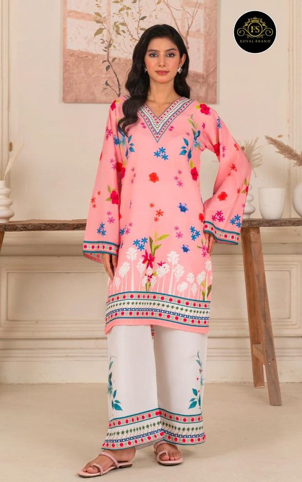 Front And Back Allover Digital Printed Swiss Lawn Cord Set 2Pcs