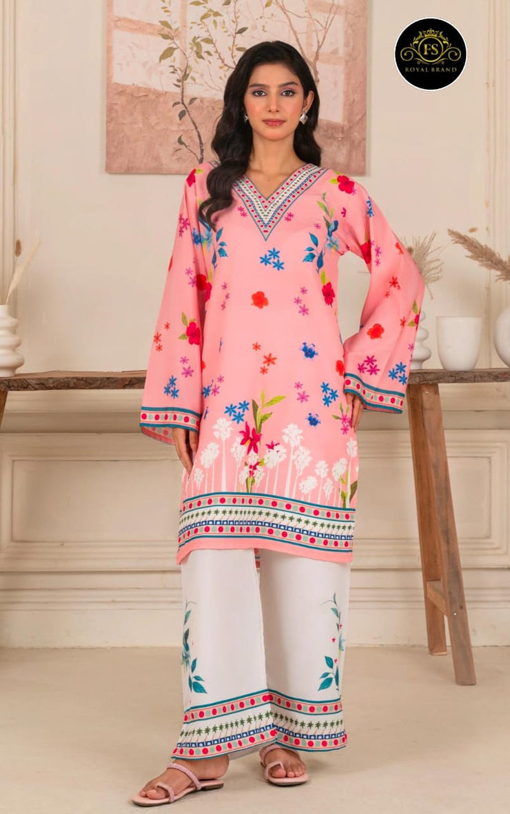 Front And Back Allover Digital Printed Swiss Lawn Cord Set 2Pcs