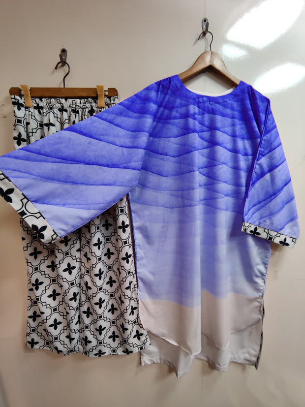 Front And Back Digital Printed Tie & Dye Shirt With Printed Flapper 2Pcs