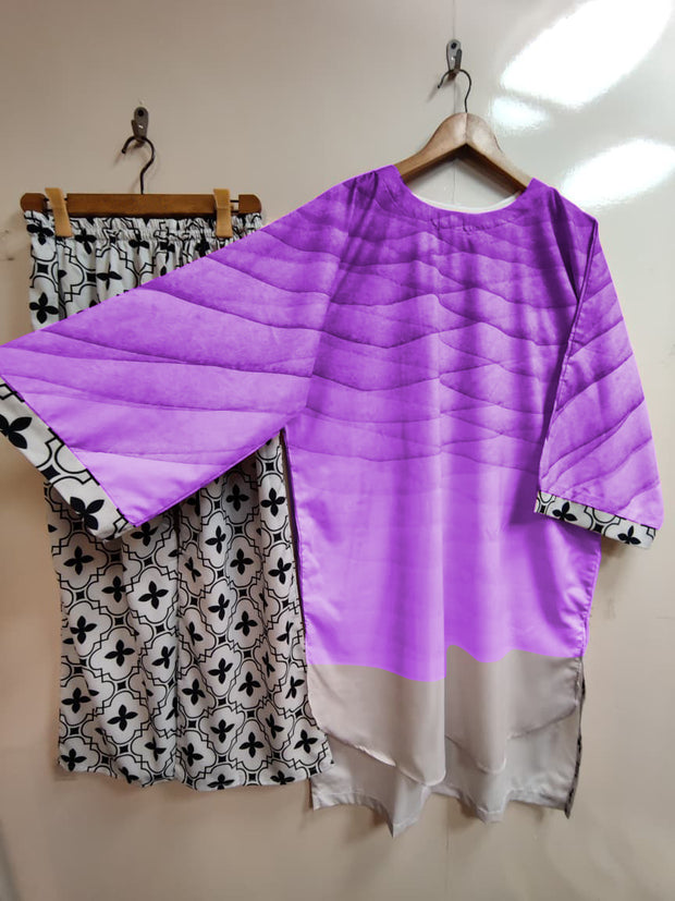 Front And Back Digital Printed Tie & Dye Shirt With Printed Flapper 2Pcs