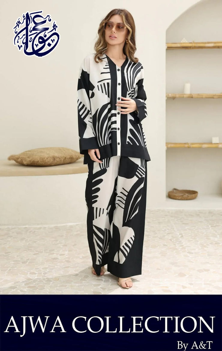 Kaaj Button Short Length  Printed Digital Shirt With Printed Flapper 2Pcs