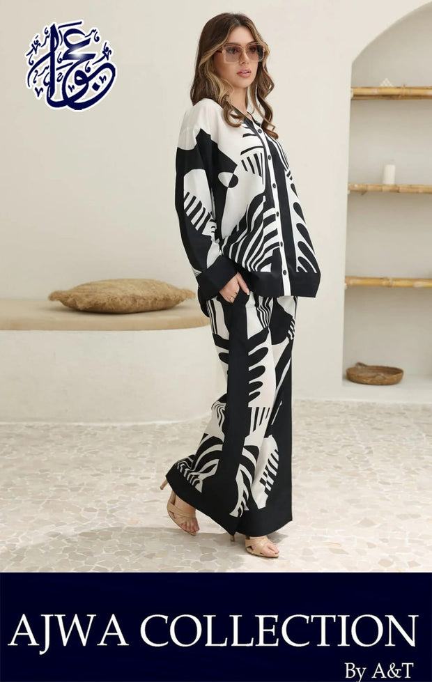 Kaaj Button Short Length  Printed Digital Shirt With Printed Flapper 2Pcs