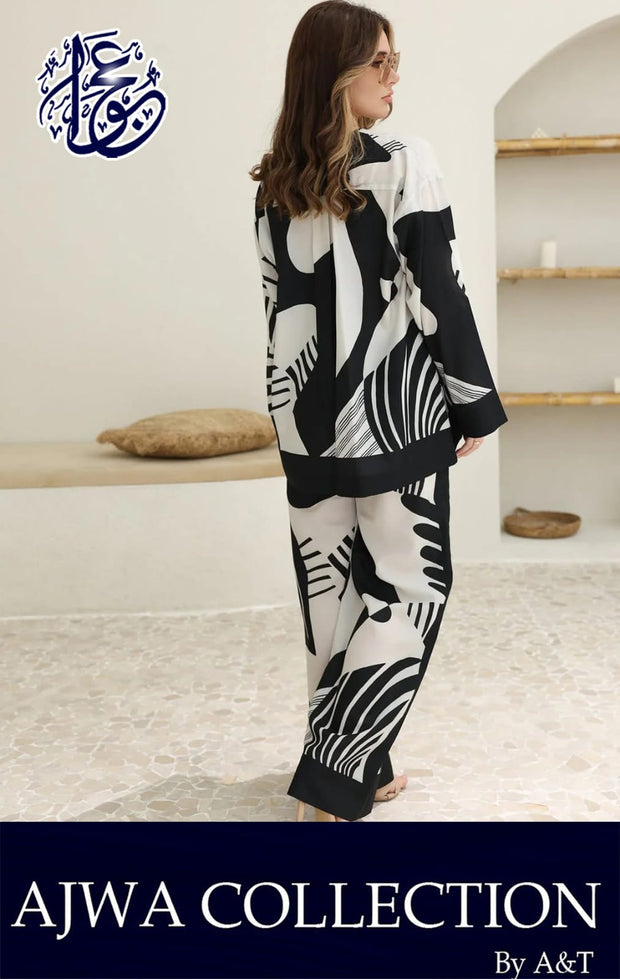 Kaaj Button Short Length  Printed Digital Shirt With Printed Flapper 2Pcs