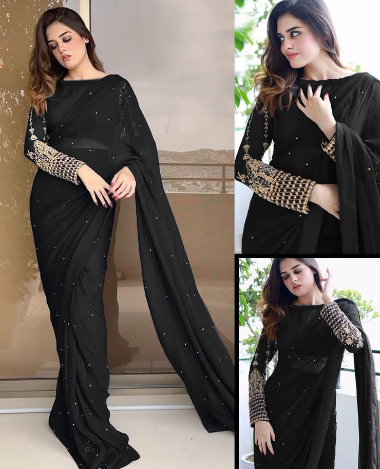 Embroidery Stitched Saree